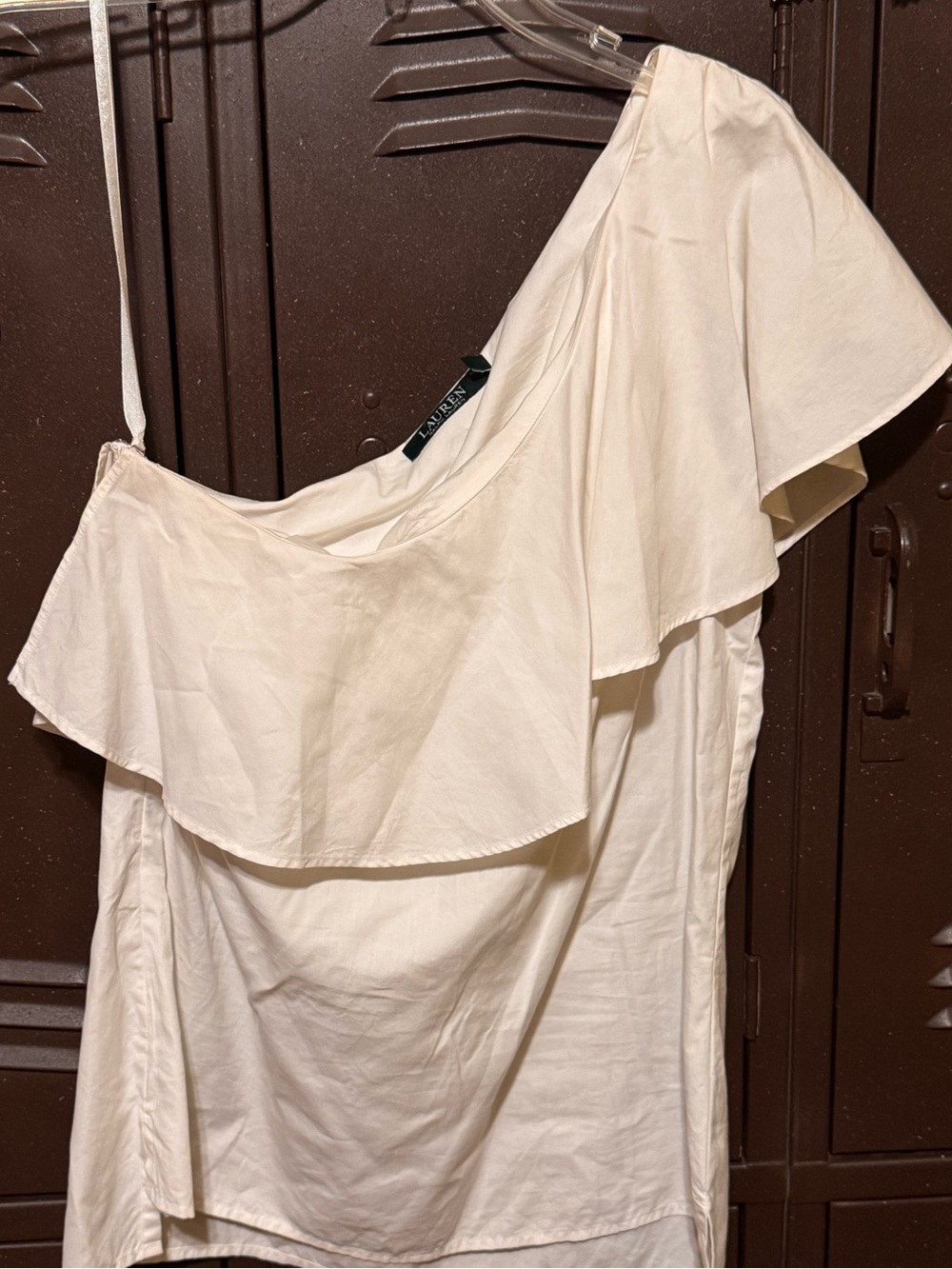 Ralph Lauren One-Shoulder Ruffle Top in white